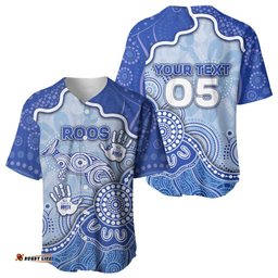Custom Roos Football Baseball Jersey Aboriginal Dot Art Pattern DT05