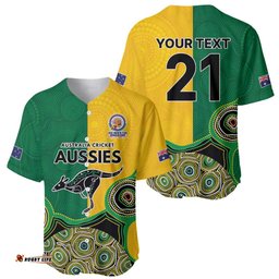Custom Australia Cricket Spirit 2026 Baseball Jersey World T20 Edition - Aussie Color Aboriginal Motif LT9