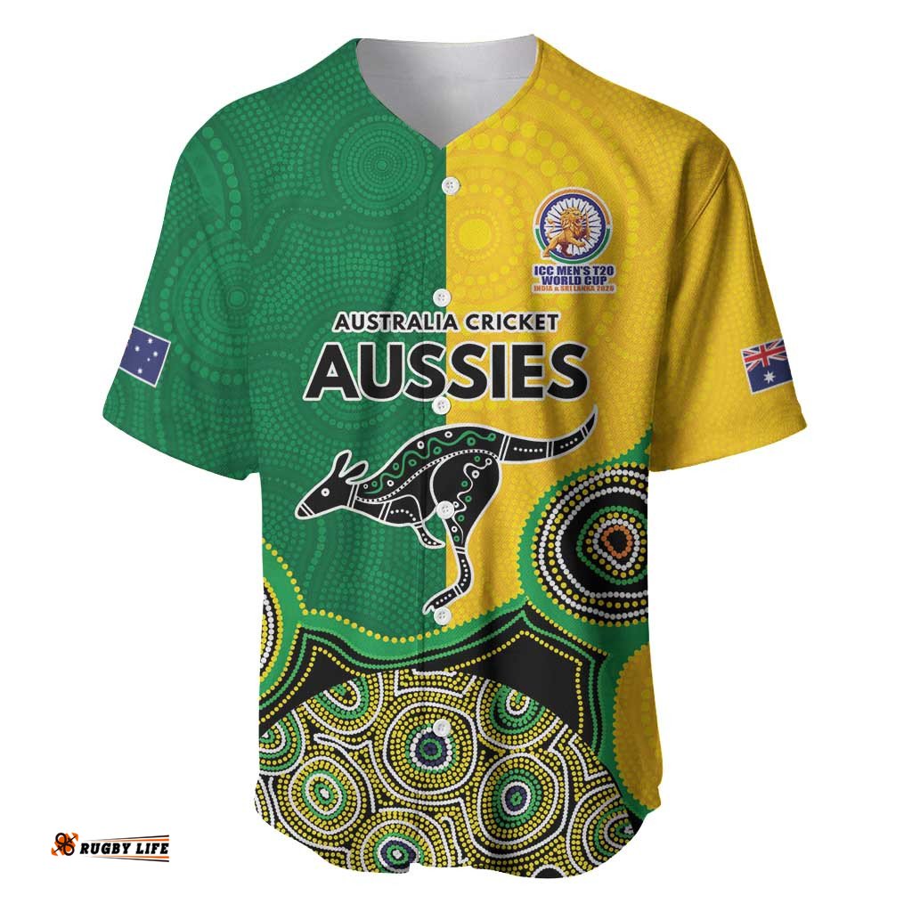 Custom Australia Cricket Spirit 2026 Baseball Jersey World T20 Edition - Aussie Color Aboriginal Motif LT9
