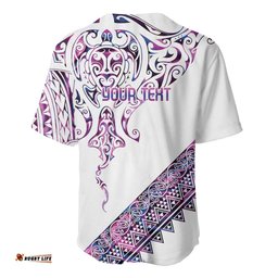 Mawhero Paua shell Kowhaiwhai Taniko Personalised Baseball Jersey Manta Ray Shark-Turtle Maori Tribal Style LT9