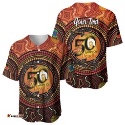 NAIDOC Week 2026 Personalised Baseball Jersey 50 Years of Deadly Lizard Kangaroo Aboriginal Art LT14