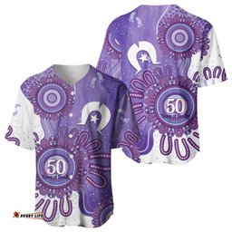 NAIDOC Week 2026 Baseball Jersey 50 Years Deadly Dhari Purple Aboriginal Art LT14