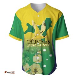 Personalised Australia Christmas Island Baseball Jersey Golden Bosun Abutilon listeri With Map LT14