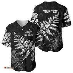 New Zealand Lawn Bowls Personalized Baseball Jersey Wrap-Around Silver Fern LT7