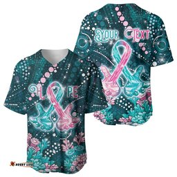 Personalised Hereditary Cancer Awareness Baseball Jersey Hope Ribbon With Aussie Teal Duncan Coral DT05