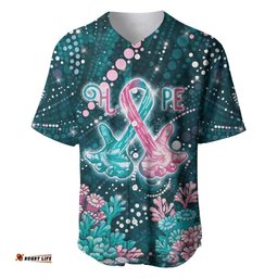 Personalised Hereditary Cancer Awareness Baseball Jersey Hope Ribbon With Aussie Teal Duncan Coral DT05