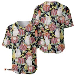 Little Corella Australia Cockatoo Baseball Jersey Cacatua Sanguinea Banksia Seamless Black LT14