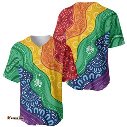 Australia First Nation LGBTQ+ Baseball Jersey Aboriginal Rainbow Flag LT7