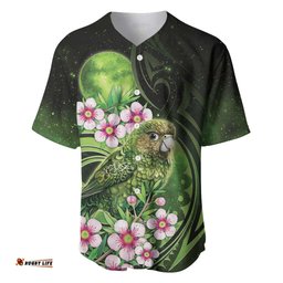 New Zealand Aotearoa Kakapo Baseball Jersey Maori Pattern With Manuka Galaxy Style LT05