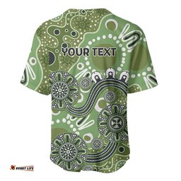 Personalised NAIDOC Week 50 Years Deadly Always Baseball Jersey Green Aboriginal Artwork Dot Painting LT9