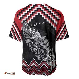 New Zealand Christmas Taniko Poutama Baseball Jersey Mountainscape Maori Fern LT7