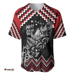 New Zealand Christmas Taniko Poutama Baseball Jersey Mountainscape Maori Fern LT7