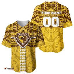 Personalized Hawthorn Hawks Baseball Jersey Polynesian Tribal Pattern Heritage Football TS04