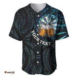 Personalized New Zealand Darts Beer Baseball Jersey Paua Shell Aotearoa Maori Tattoo LT14