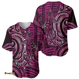 New Zealand Hammerhead Shark Baseball Jersey Maori Haehae Mangopare Pink LT14