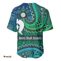 Torres Strait Islands Baseball Jersey Dhari Emblem Vibrant Teal Indigenous TS04