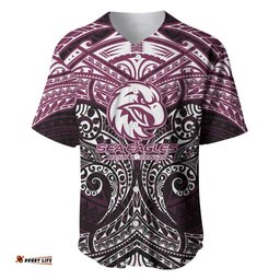 Personalized Manly Warringah Sea Eagles Baseball Jersey Polynesian Tribal Pattern Style TS04