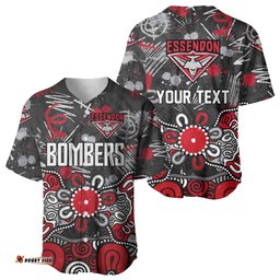 Personalized Essendon Bombers Baseball Jersey Aboriginal Dot Painting Graffiti Style TS04