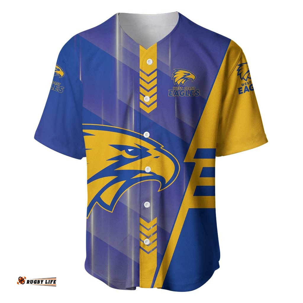 Personalized West Coast Eagles Baseball Jersey Modern Geometric Sports Graphic Style TS04