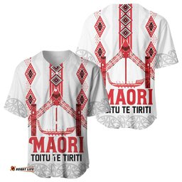 Toitu Te Tiriti Waitangi Baseball Jersey White Wharenui House LT9