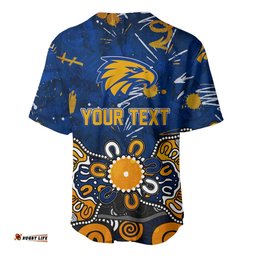 Personalized West Coast Eagles Baseball Jersey Aboriginal Dot Painting Graffiti Style TS04