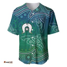 Torres Strait Islands Baseball Jersey Shark Indigenous Australian Tribal Dot Art TS04
