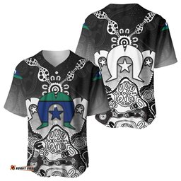 Torres Strait Islander Flag Baseball Jersey Dhari Indigenous Dotwork Pattern Art TS04