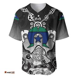 Torres Strait Islander Flag Baseball Jersey Dhari Indigenous Dotwork Pattern Art TS04