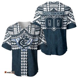 Personalized Carlton Blues Baseball Jersey Polynesian Tribal Pattern Heritage Football TS04