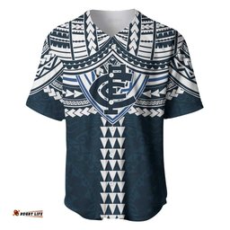 Personalized Carlton Blues Baseball Jersey Polynesian Tribal Pattern Heritage Football TS04