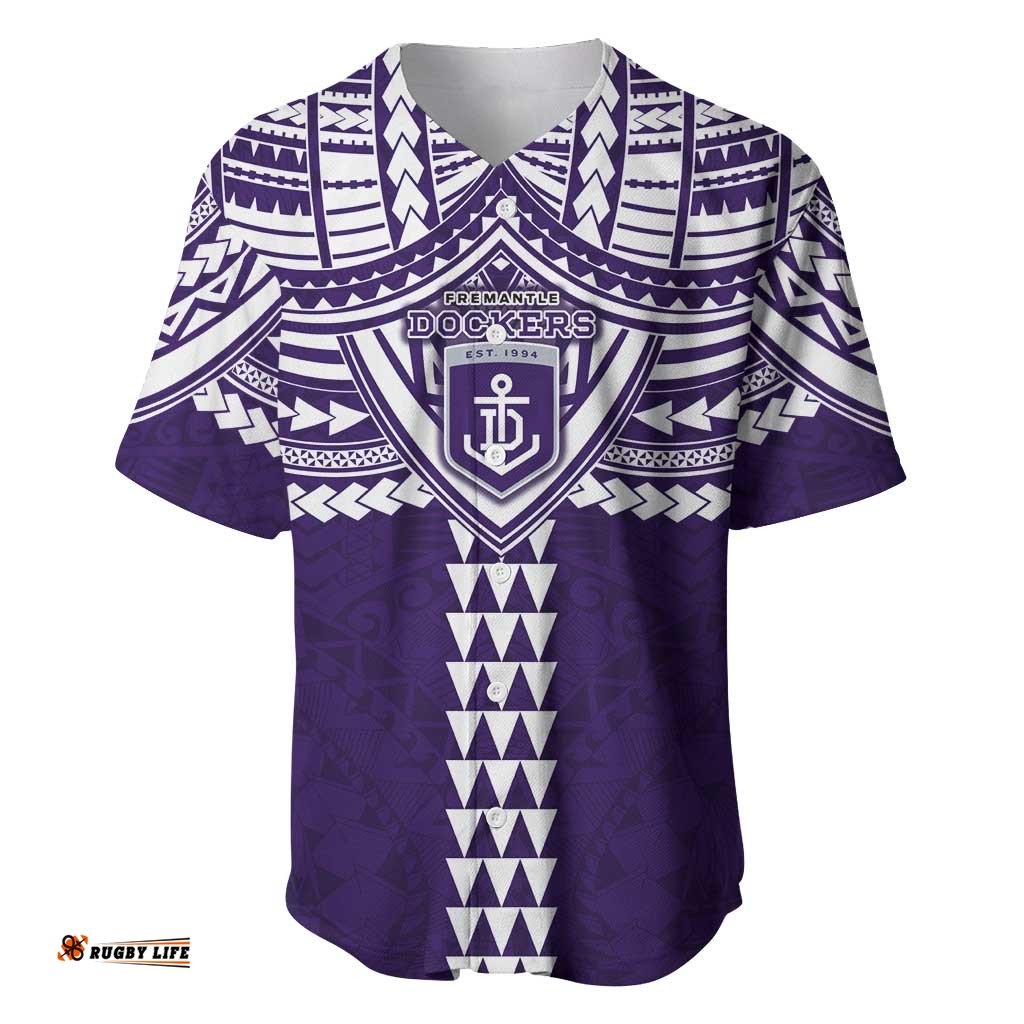 Personalized Fremantle Dockers Baseball Jersey Polynesian Tribal Pattern Heritage Football TS04