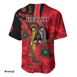 St Saints ANZAC Personalised Baseball Jersey Lest We Forget Poppy Camo LT9