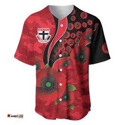 St Saints ANZAC Personalised Baseball Jersey Lest We Forget Poppy Camo LT9