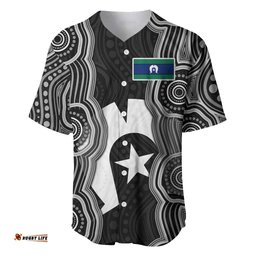 Torres Strait Islander Baseball Jersey Flag Feather Headdress Indigenous Dotwork Tribal Art TS04