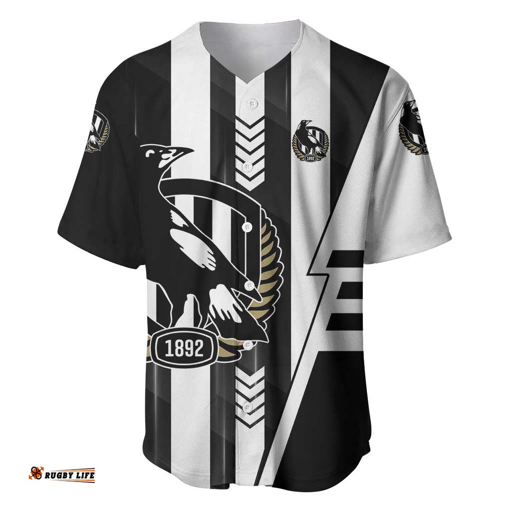 Personalized Collingwood Magpies Baseball Jersey Modern Geometric Sports Graphic Style TS04