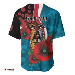 Port Power ANZAC Personalised Baseball Jersey Lest We Forget Poppy Camo LT9