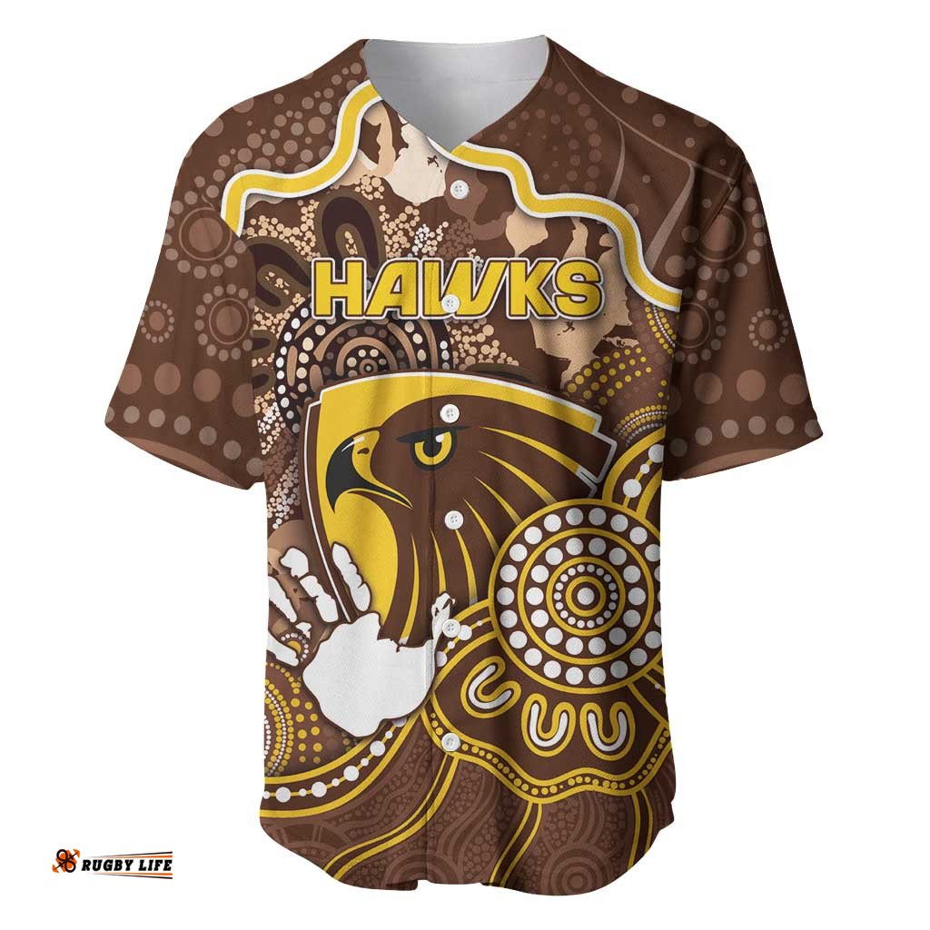 Custom Hawks Football Baseball Jersey Aboriginal Dot Art Pattern DT05