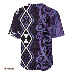 Purple Aotearoa Baseball Jersey Taniko Motifs With Paua Shell Kowhaiwhai LT14