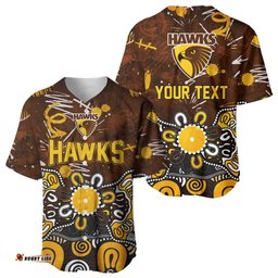 Personalized Hawthorn Hawks Baseball Jersey Aboriginal Dot Painting Graffiti Style TS04