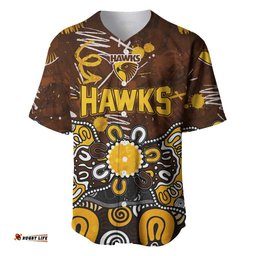 Personalized Hawthorn Hawks Baseball Jersey Aboriginal Dot Painting Graffiti Style TS04