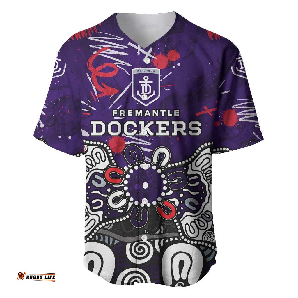 Personalized Fremantle Dockers Baseball Jersey Aboriginal Dot Painting Graffiti Style TS04