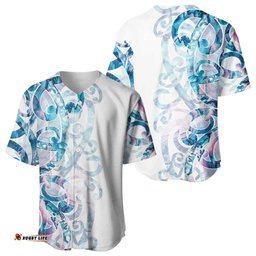 Turquoise Paua Shell Maori Baseball Jersey Koru Kowhaiwhai LT7