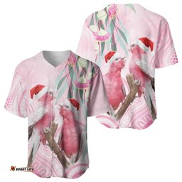 Australia Funny Pink Galah Christmas Baseball Jersey Aboriginal Eucalyptus Blossoms Watercolor LT14