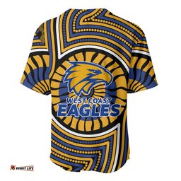 West Coast Eagles Baseball Jersey Indigenous Monochrome Dot Art Mascot Style TS04