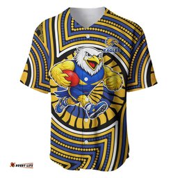 West Coast Eagles Baseball Jersey Indigenous Monochrome Dot Art Mascot Style TS04