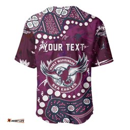 Personalized Manly Warringah Sea Eagles Baseball Jersey Aboriginal Pattern with Graffiti Style Design TS04