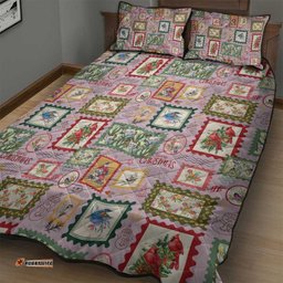 Aussie Birds Christmas La La Land Quilt Bed Set Pink Vintage Stamp Edition LT9
