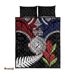 Aotearoa and Samoa Mo Te Tiriti Quilt Bed Set Tangata Moana Stand with Tangata Whenua LT9