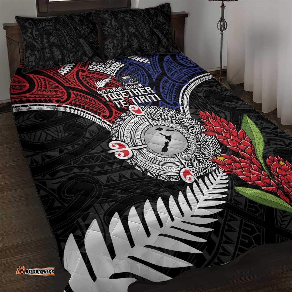 Aotearoa and Samoa Mo Te Tiriti Quilt Bed Set Tangata Moana Stand with Tangata Whenua LT9