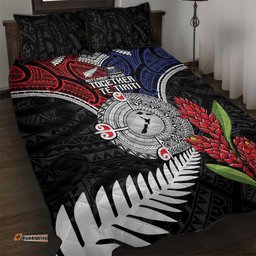 Aotearoa and Samoa Mo Te Tiriti Quilt Bed Set Tangata Moana Stand with Tangata Whenua LT9
